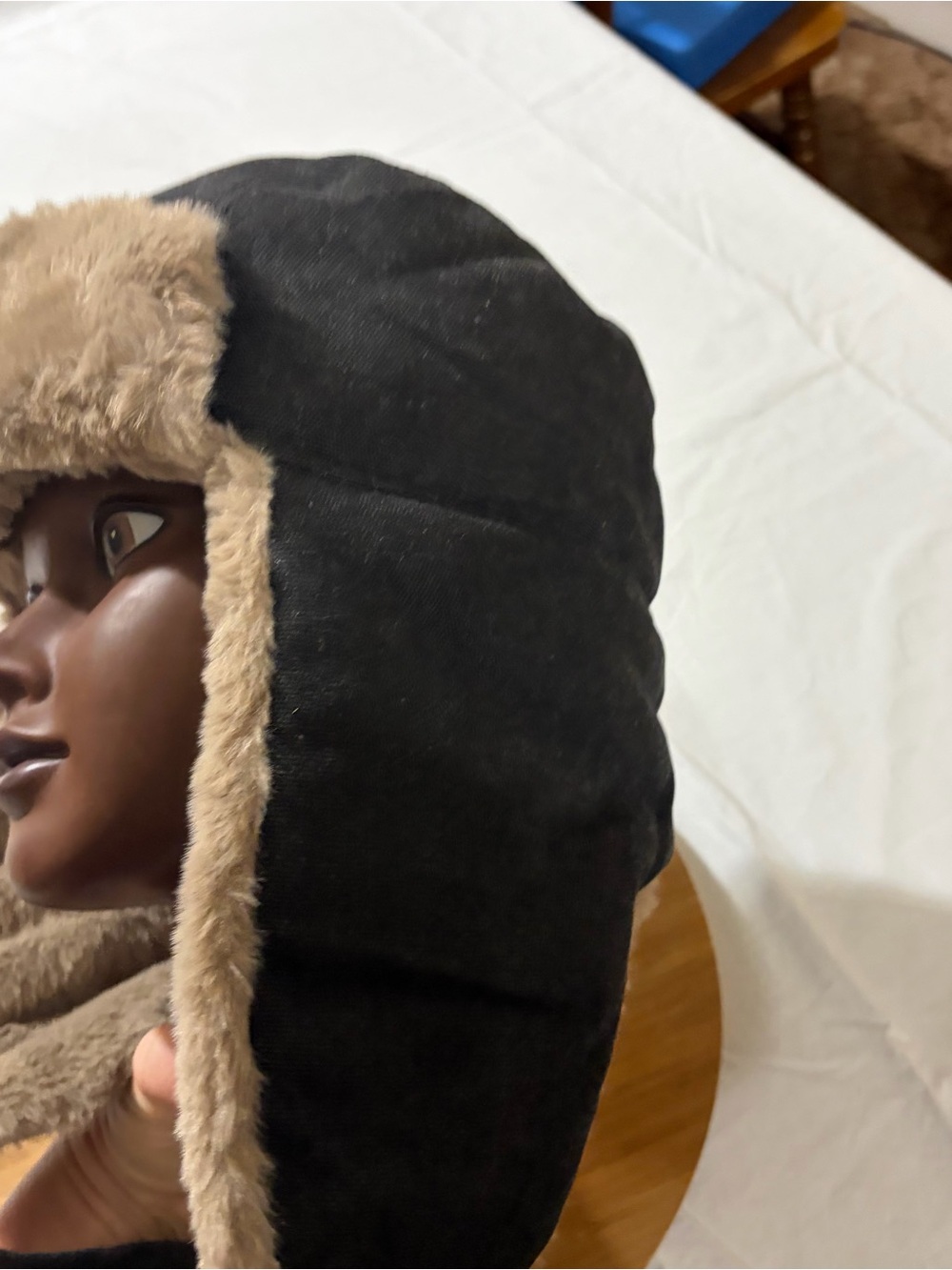 Faux Fur Lined Trapper Hat/Hood